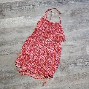 SHEIN Red Floral Backless Sundress